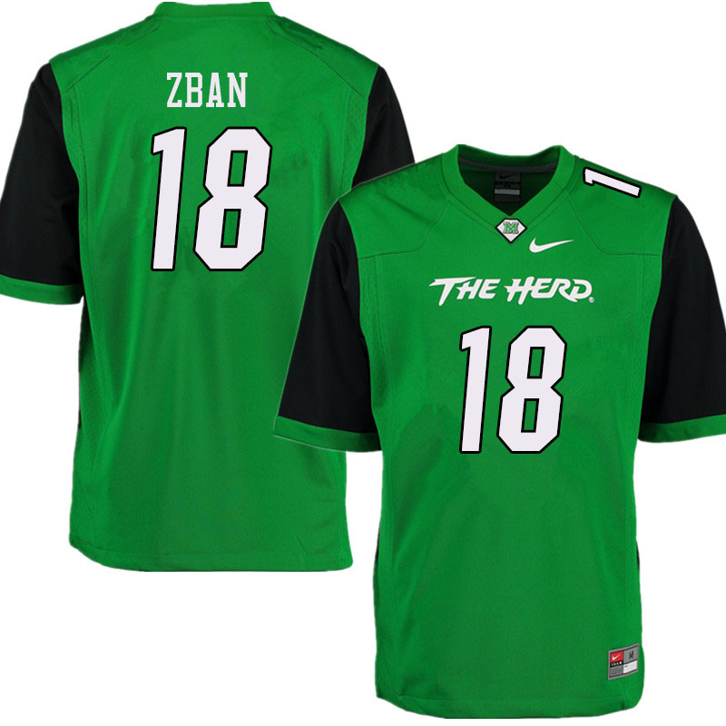 Men #18 Luke Zban Marshall Thundering Herd College Football Jerseys Sale-Green - Click Image to Close